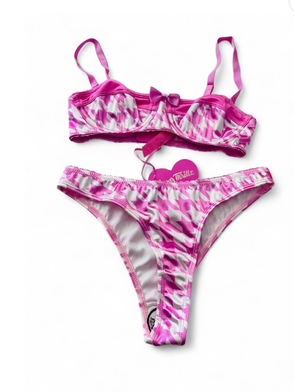 BNWT!! Dolls Kill Sugar Thrillz Pink Houndstooth Bikini